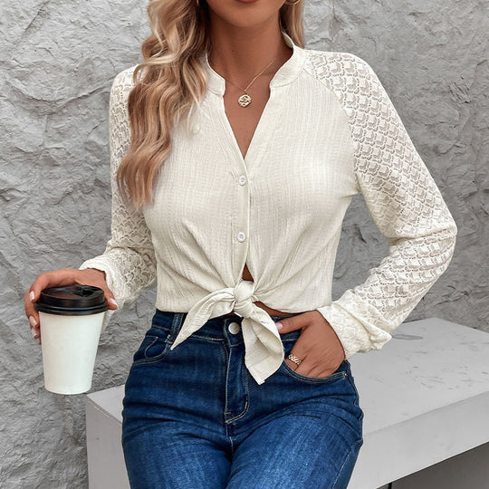 Damen Elegante Bluse mit Häkelärmel Nord Taschen