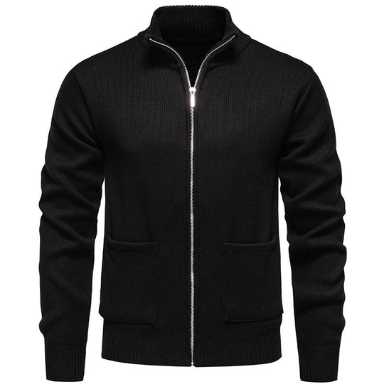 Herren Feinstrick-Zipjacke mit Stehkragen und aufgesetzten Taschen Nord Taschen