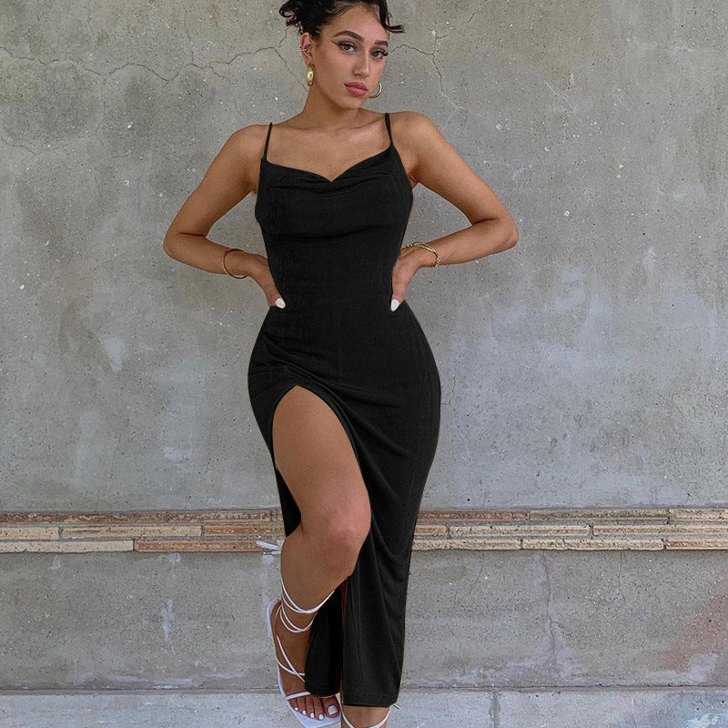 Damen figurbetontes Abendkleid mit elegantem Schlitz