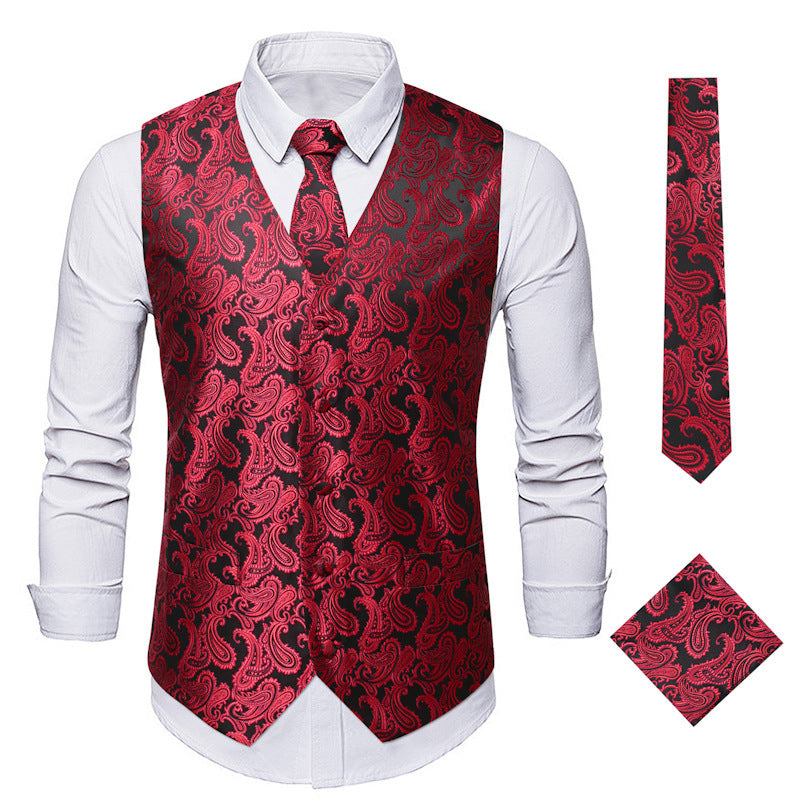 Herren elegante Anzugweste mit eleganten Paisley-Muster und passendem Zubehör Nord Taschen
