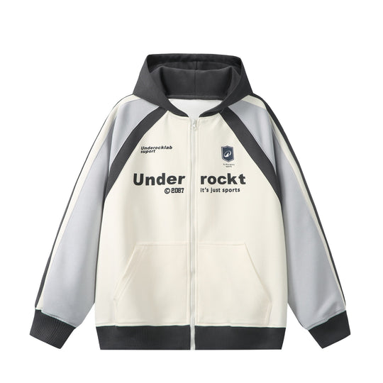 Unisex Kapuzen‑Zipjacke im Retro‑Sportstil mit Colorblock‑Einsätzen und Kängurutasche Nord Taschen
