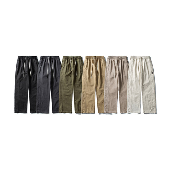 Herren Locker geschnittene Baumwoll-Canvas-Hose mit Tunnelzugbund, geradem Bein und Ziernaht-Details Nord Taschen