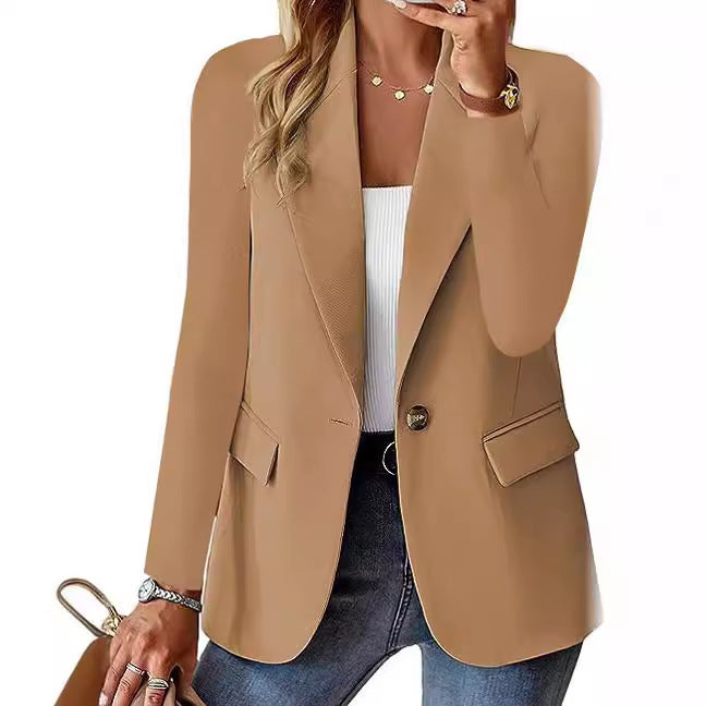 Damen Eleganter Casual Blazer mit modernen Taschen und dezentem Knopf