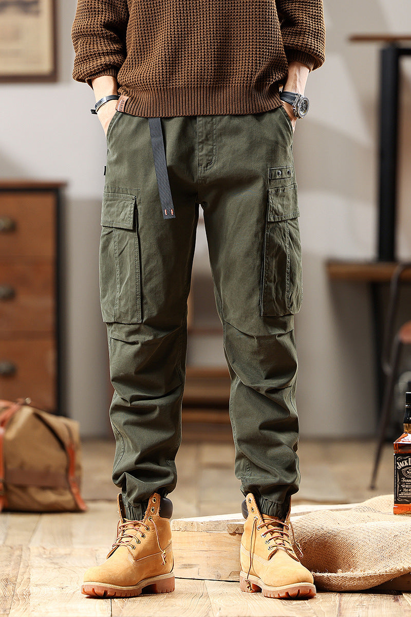Herren Utility-Cargo-Hose mit verstellbarem Gürtelbund, Mehrfachtaschen und elastischem Saum Nord Taschen