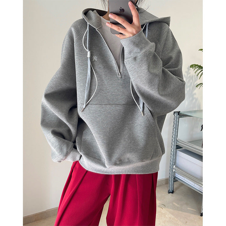 Damen Oversized Kapuzenpullover mit Halbzip, Kängurutasche und Relaxed‑Fit Nord Taschen