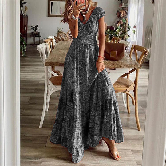 Damen Maxikleid Chiffon V-Ausschnitt