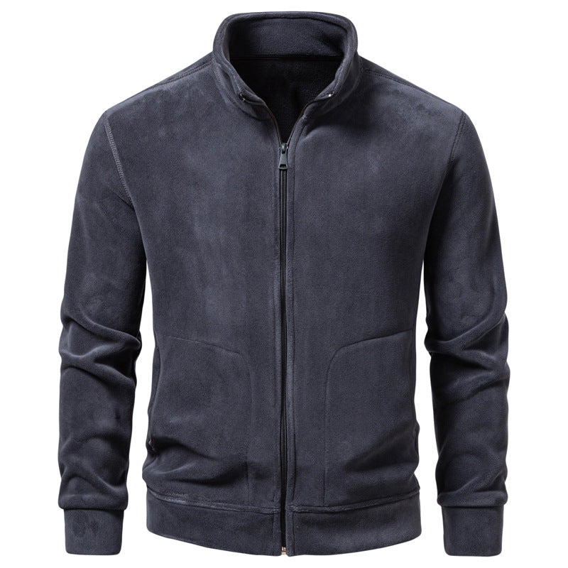 Herren Slim-Fit Fleecejacke mit Stehkragen, durchgehendem Reißverschluss und Eingrifftaschen Nord Taschen