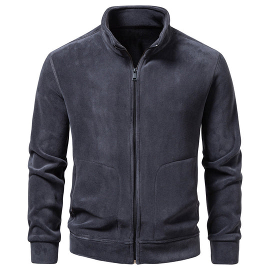 Herren Slim-Fit Fleecejacke mit Stehkragen, durchgehendem Reißverschluss und Eingrifftaschen Nord Taschen