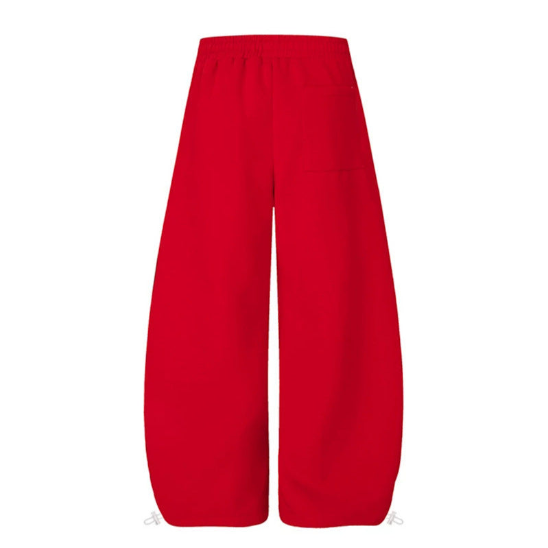 Damen Extraweite Palazzo-Loungehose mit hohem Bund, Druckschrift-Detail und verstellbarem Saum Nord Taschen