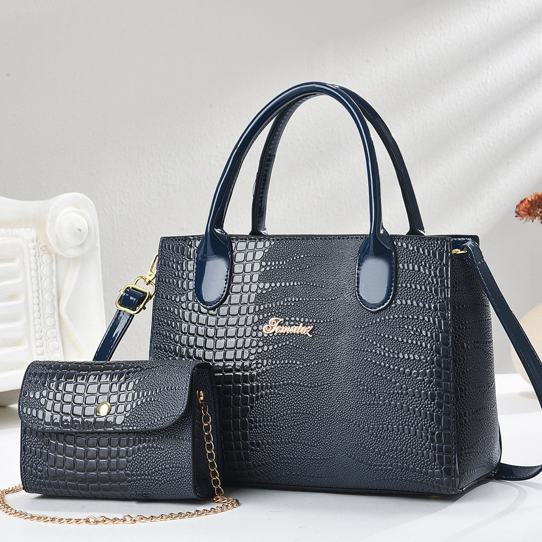 Damen elegante Henkeltasche mit luxuriösem Krokodil-Design und abnehmbarer Clutch Nord Taschen
