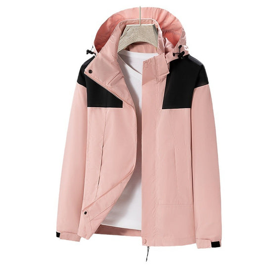 Herren Leichte wasserabweisende Kapuzen‑Übergangsjacke mit Kontrast‑Schulterpaneelen und Kordelzugsaum Nord Taschen