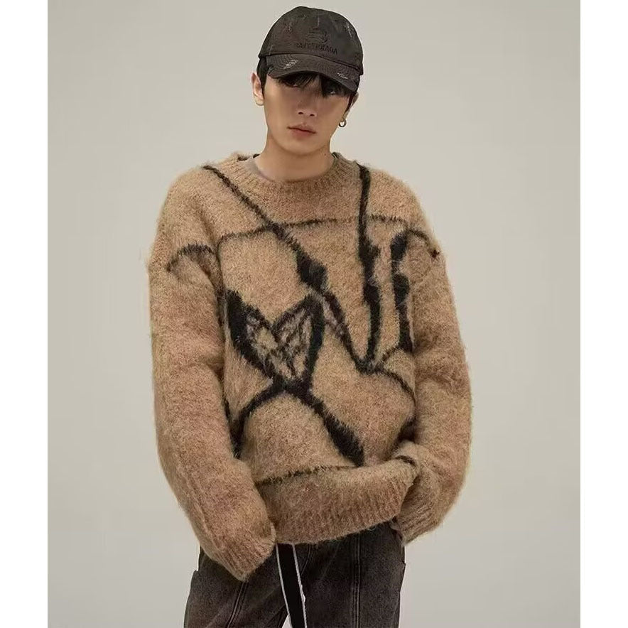 Herren Modischer Oversized Pullover mit einzigartigem Muster Nord Taschen