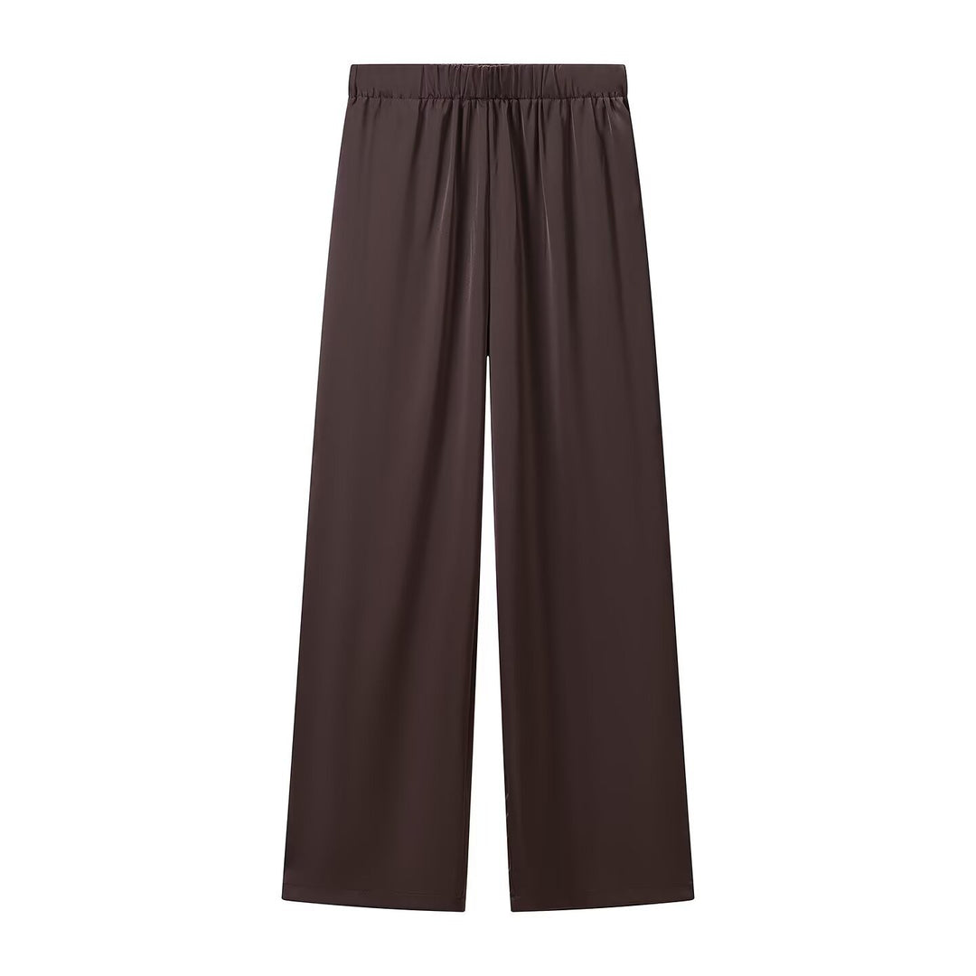 Damen Weite Palazzohose mit elastischem Bund und fließender Satin‑Optik Nord Taschen