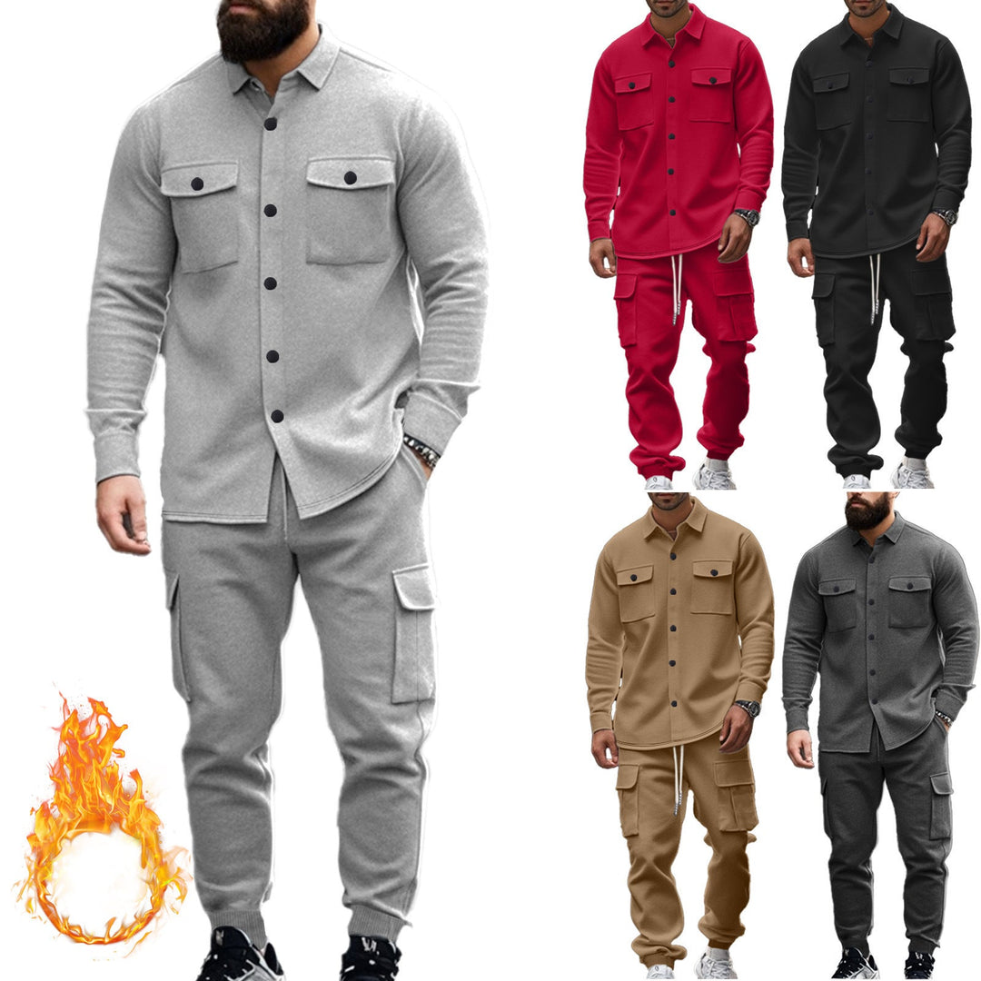 Herren Cargo-Set mit lässigen Hemd und elastischen Hosen
