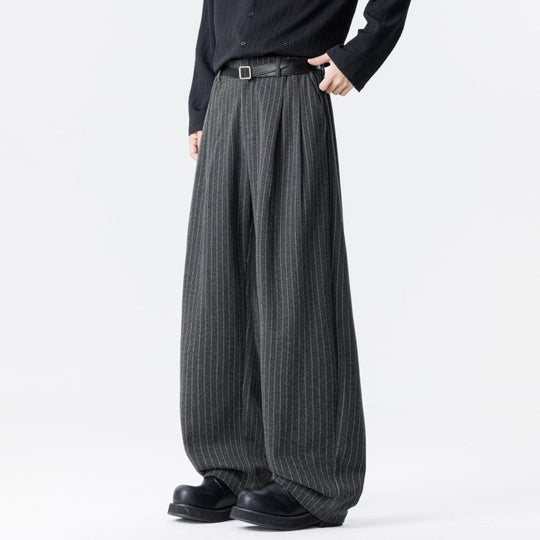 Damen Weite High‑Waist Plissee-Hose aus Wollmix mit elastischem Bund und weitem Bein Nord Taschen