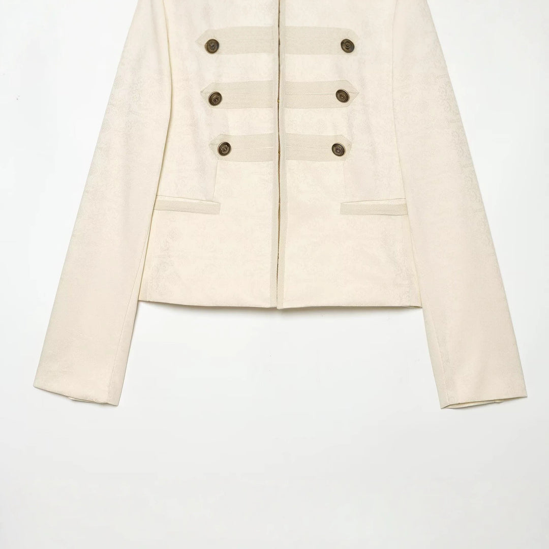 Damen Kurze Paradejacke mit Stehkragen, Zierbesatz und Reihenknöpfen Nord Taschen