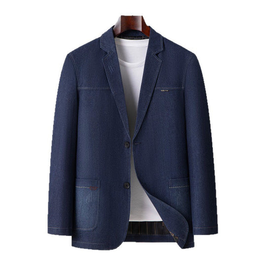 Herren Smart-Casual Denimblazer mit aufgesetzten Taschen und Kontrastnähten Nord Taschen
