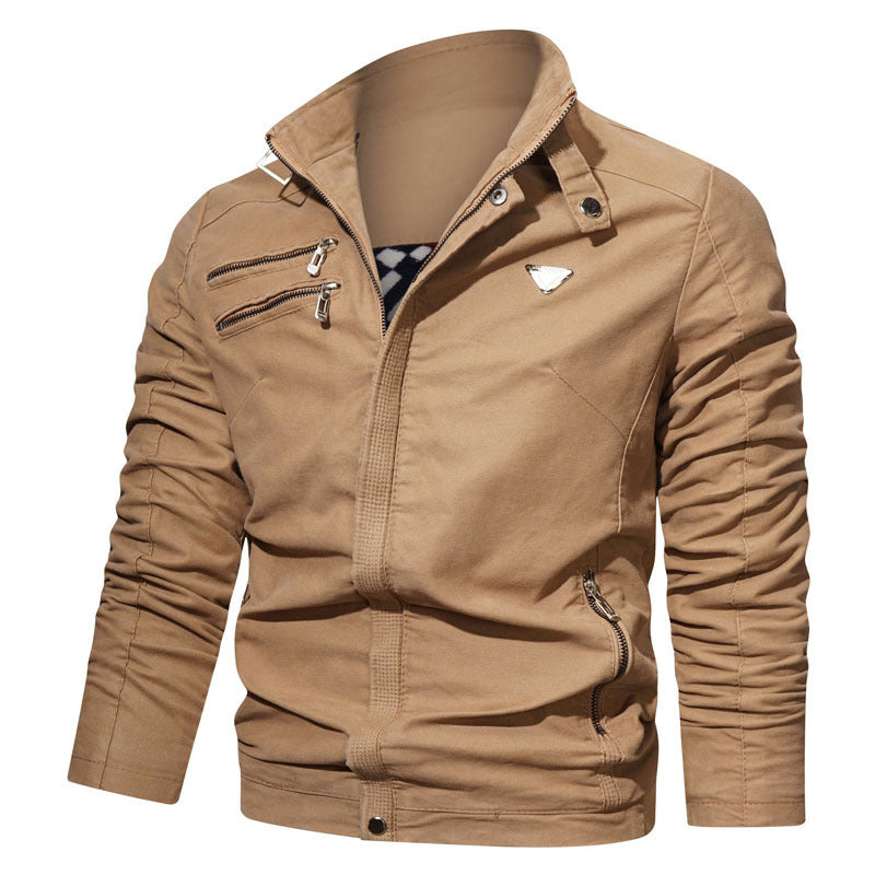 Herren leichtes Canvas‑Utility‑Blouson mit Stehkragen, asymmetrischer Brustreißverschlusspartie und Zier‑Reißverschlüssen Nord Taschen