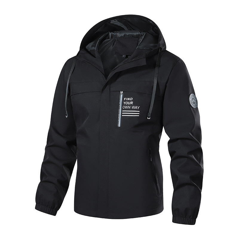 Herren Softshell-Outdoorjacke mit Kapuze, wasserabweisend und Brust-Reißverschlusstasche Nord Taschen