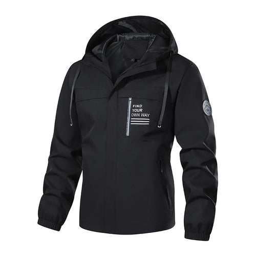 Herren Softshell-Outdoorjacke mit Kapuze, wasserabweisend und Brust-Reißverschlusstasche Nord Taschen