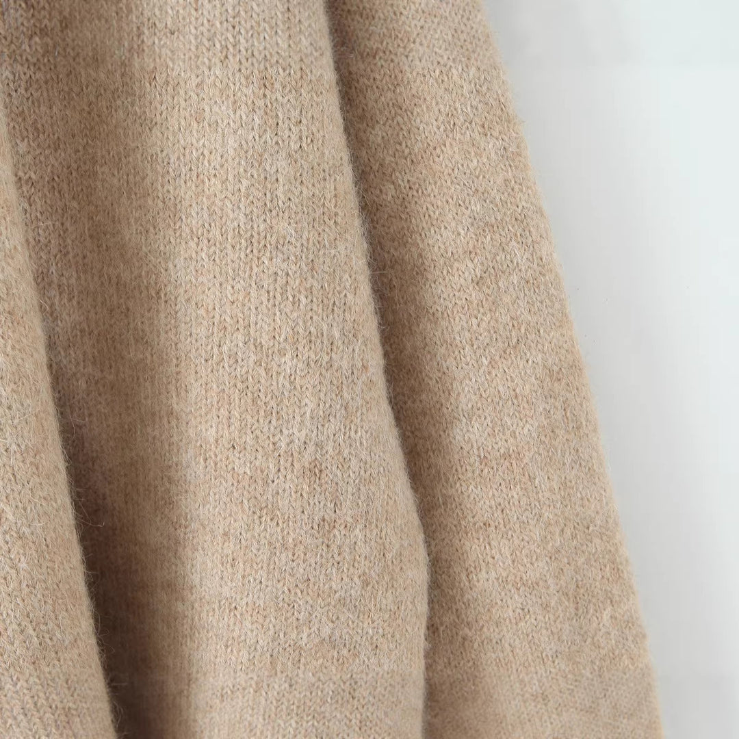 Damen Oversize Strickpullover mit integriertem Schal und weitem Schulterkragen Nord Taschen