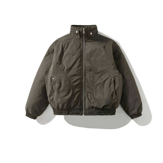 [Unisex Kurz geschnittene wattierte Bomberjacke mit Stehkragen, Reißverschluss und elastischem Saum] Nord Taschen