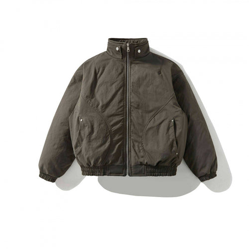 [Unisex Kurz geschnittene wattierte Bomberjacke mit Stehkragen, Reißverschluss und elastischem Saum] Nord Taschen