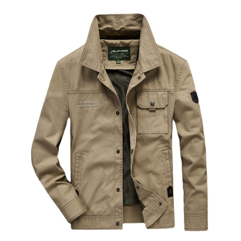 Herren Urbaner Canvas-Utility-Blouson mit Stehkragen, Mesh‑Fütterung und Brustpattentasche Nord Taschen