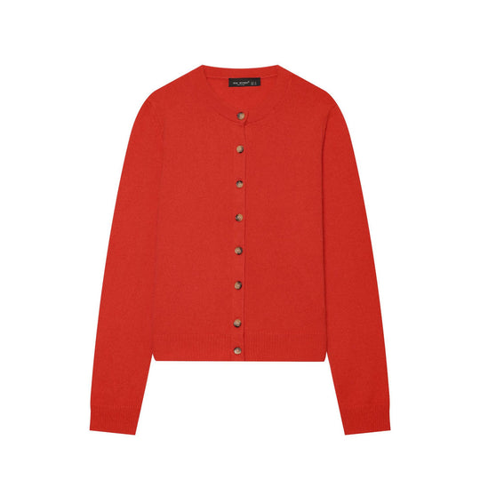 Damen Feinstrick-Cardigan im Cropped-Schnitt mit Rundhalsausschnitt und Holzknopfleiste Nord Taschen