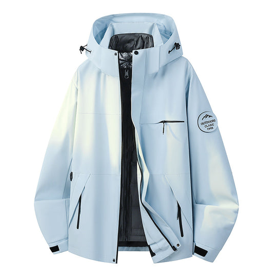 Herren Wasserdichte Outdoor-Softshelljacke mit Kapuze, hohem Stehkragen & Reißverschlusstaschen Nord Taschen