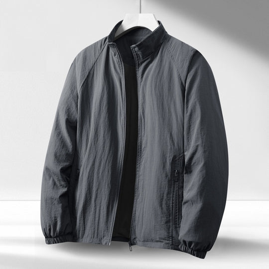 Herren Leichte winddichte Reißverschluss-Blousonjacke mit Stehkragen und elastischen Bündchen Nord Taschen