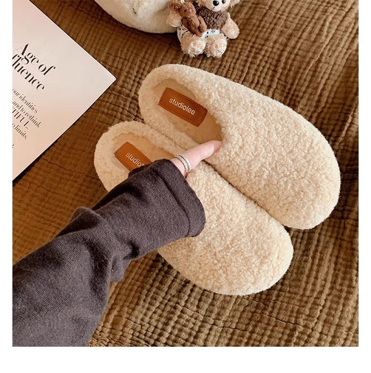 Damen Kuschelige Teddy-Filz Hausschlappen mit geschlossener Kappe und gepolstertem Fußbett Nord Taschen