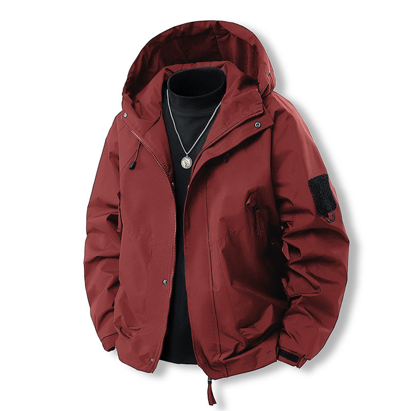 Herren Funktionale Kapuzen‑Übergangsjacke mit wasserabweisender Hülle, Utility‑Taschen & verstellbarem Saum Nord Taschen