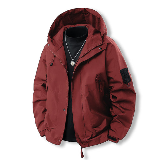 Herren Funktionale Kapuzen‑Übergangsjacke mit wasserabweisender Hülle, Utility‑Taschen & verstellbarem Saum Nord Taschen