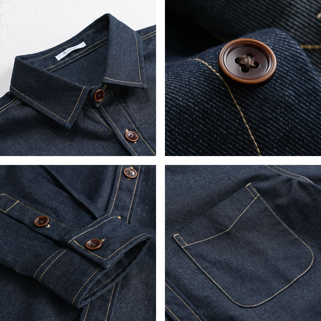Herren Denim-Overshirt mit aufgesetzter Brusttasche und Kontrastnähten Nord Taschen