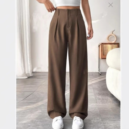Damen Elegante Bundfaltenhose mit weitem Schnitt