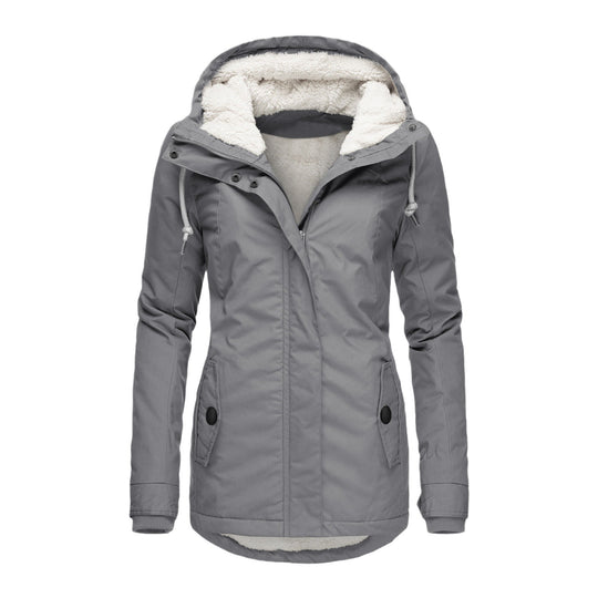 Damen Wasserabweisender Parka mit Teddyfutter, Kapuze und Taillierter Passform Nord Taschen
