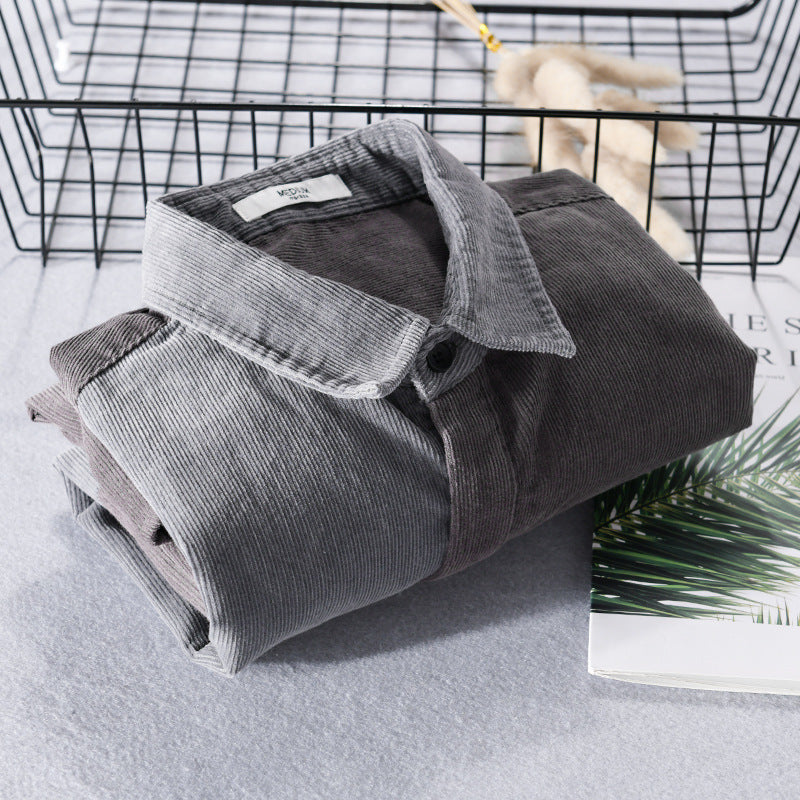 Herren Patchwork-Cordhemdjacke im Relaxed-Fit mit Kentkragen Nord Taschen