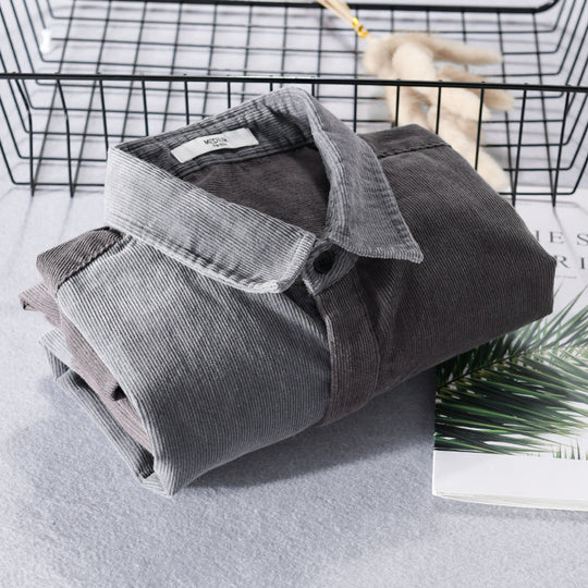 Herren Patchwork-Cordhemdjacke im Relaxed-Fit mit Kentkragen Nord Taschen