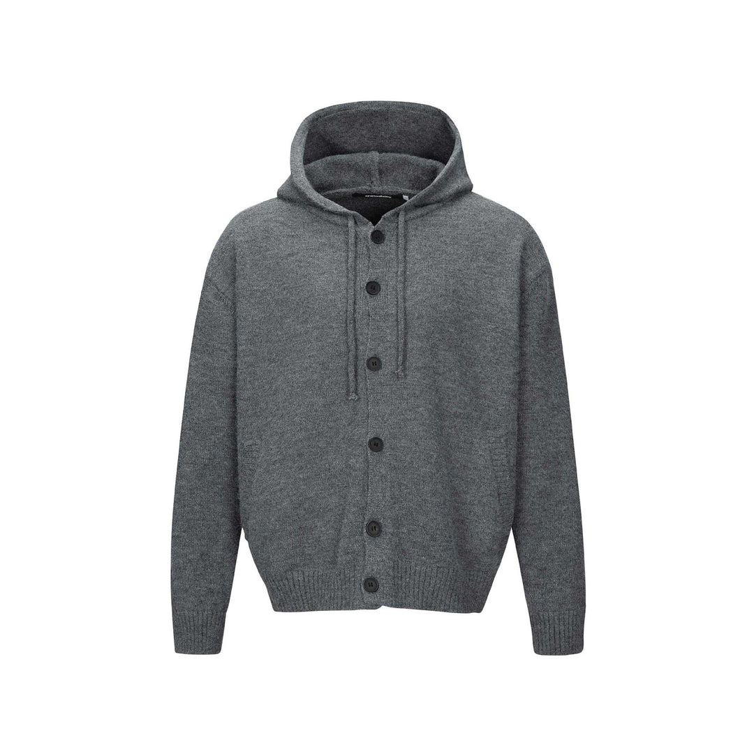 Unisex Kapuzen-Cardigan mit Knopfleiste, angerauter Strickstruktur und Rippbündchen Nord Taschen