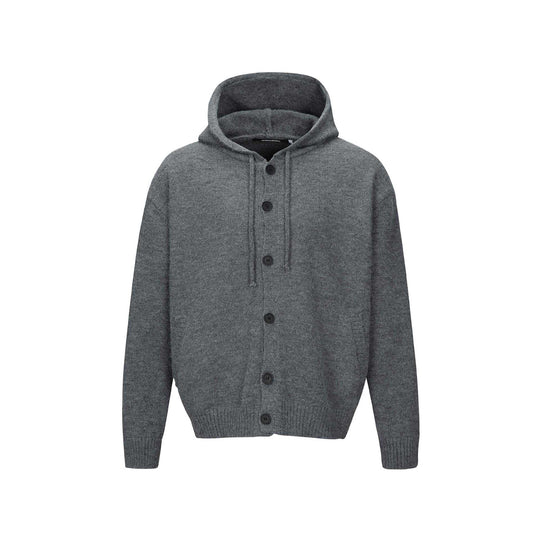 Unisex Kapuzen-Cardigan mit Knopfleiste, angerauter Strickstruktur und Rippbündchen Nord Taschen