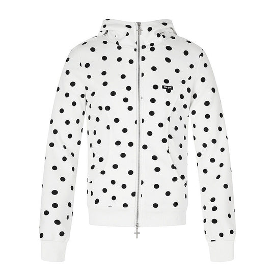 Damen Figurnahe Kapuzen‑Sweatjacke mit Punktmuster, Metall-Frontreißverschluss und Kängurutaschen Nord Taschen