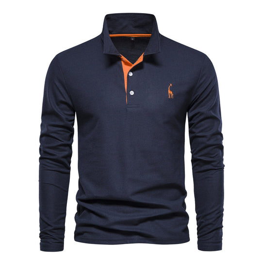 Herren Langarm Poloshirt mit modernem Kragen und atmungsaktiver Baumwollqualität Nord Taschen