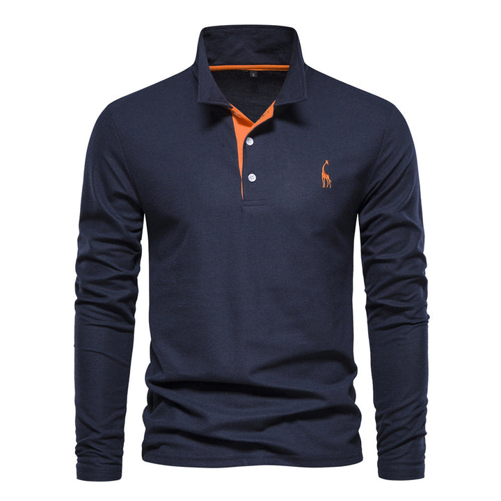Herren Langarm Poloshirt mit modernem Kragen und atmungsaktiver Baumwollqualität Nord Taschen