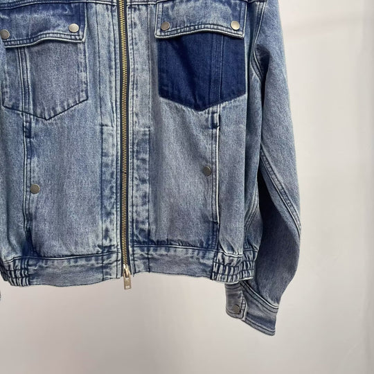 Herren Relaxed Denim-Utility-Jacke mit Stehkragen und kontrastierter Brusttasche Nord Taschen