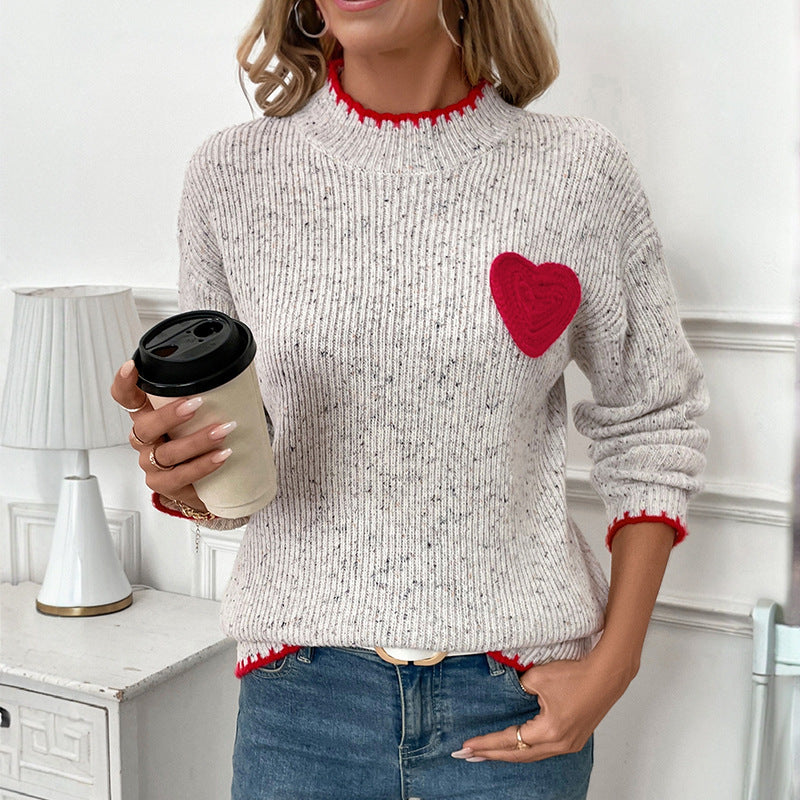 Damen Kuscheliger Pullover mit Herzmotiv Nord Taschen