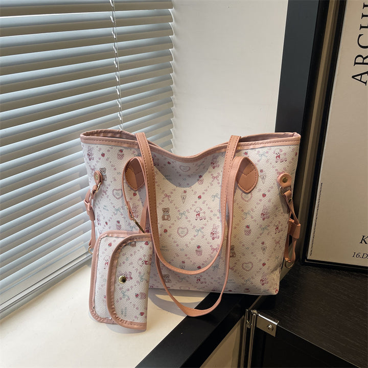 Damen Shopper-Tasche mit verspieltem Herzdesign und abnehmbarem Kosmetiktäschchen Nord Taschen