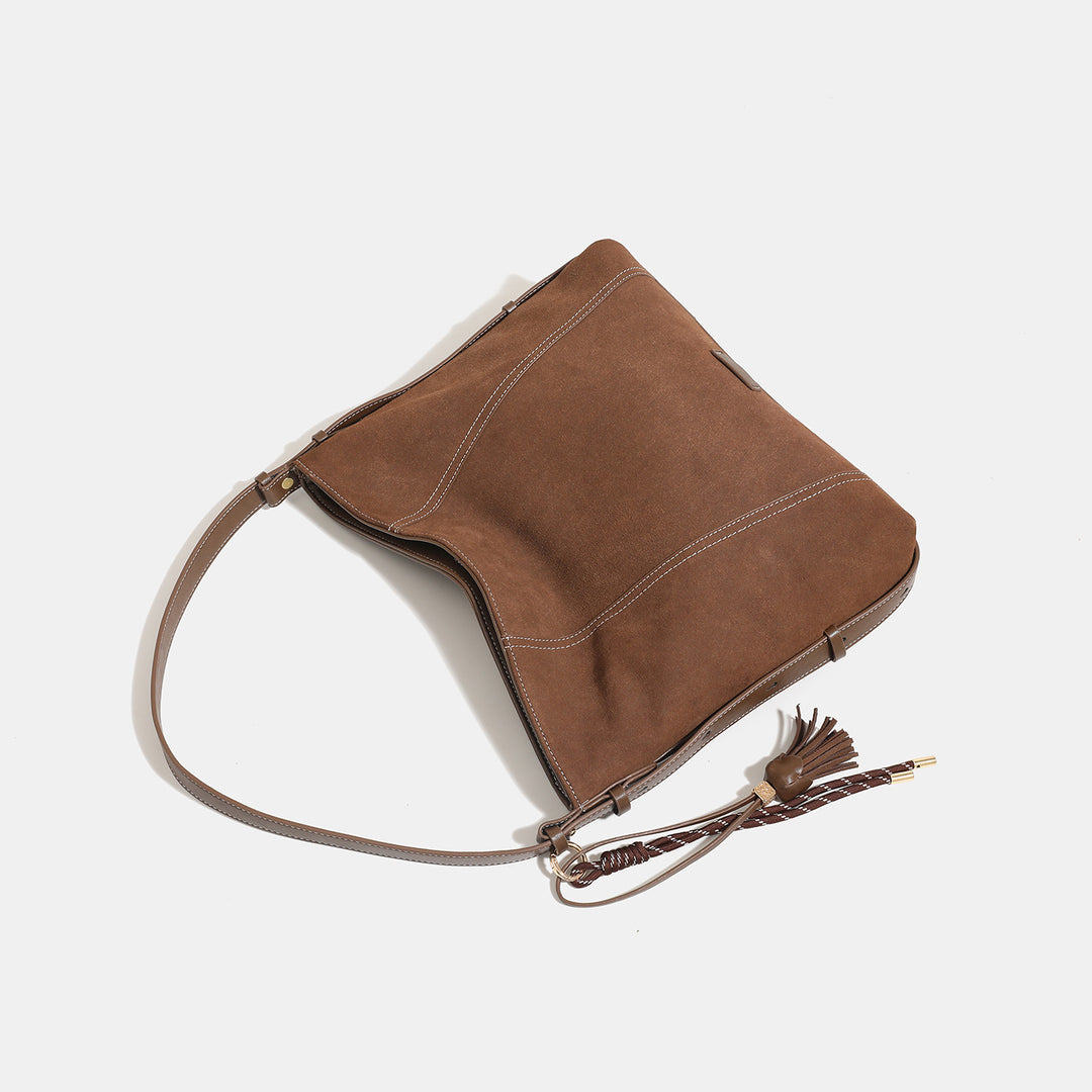 Damen Hobo-Tasche aus hochwertigem Wildleder mit praktischen Innenfächern Nord Taschen