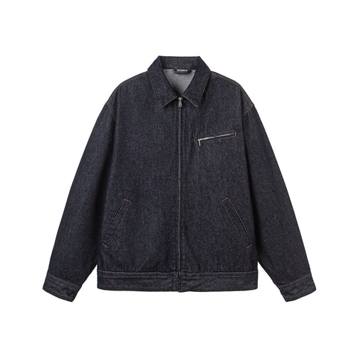 Herren Oversize Denim-Blouson mit durchgehendem Reißverschluss Nord Taschen