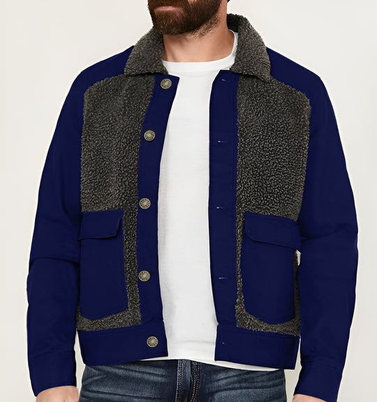 Herren Overshirt-Jacke mit Teddyfutter, aufgesetzten Pattentaschen und Knopfleiste Nord Taschen